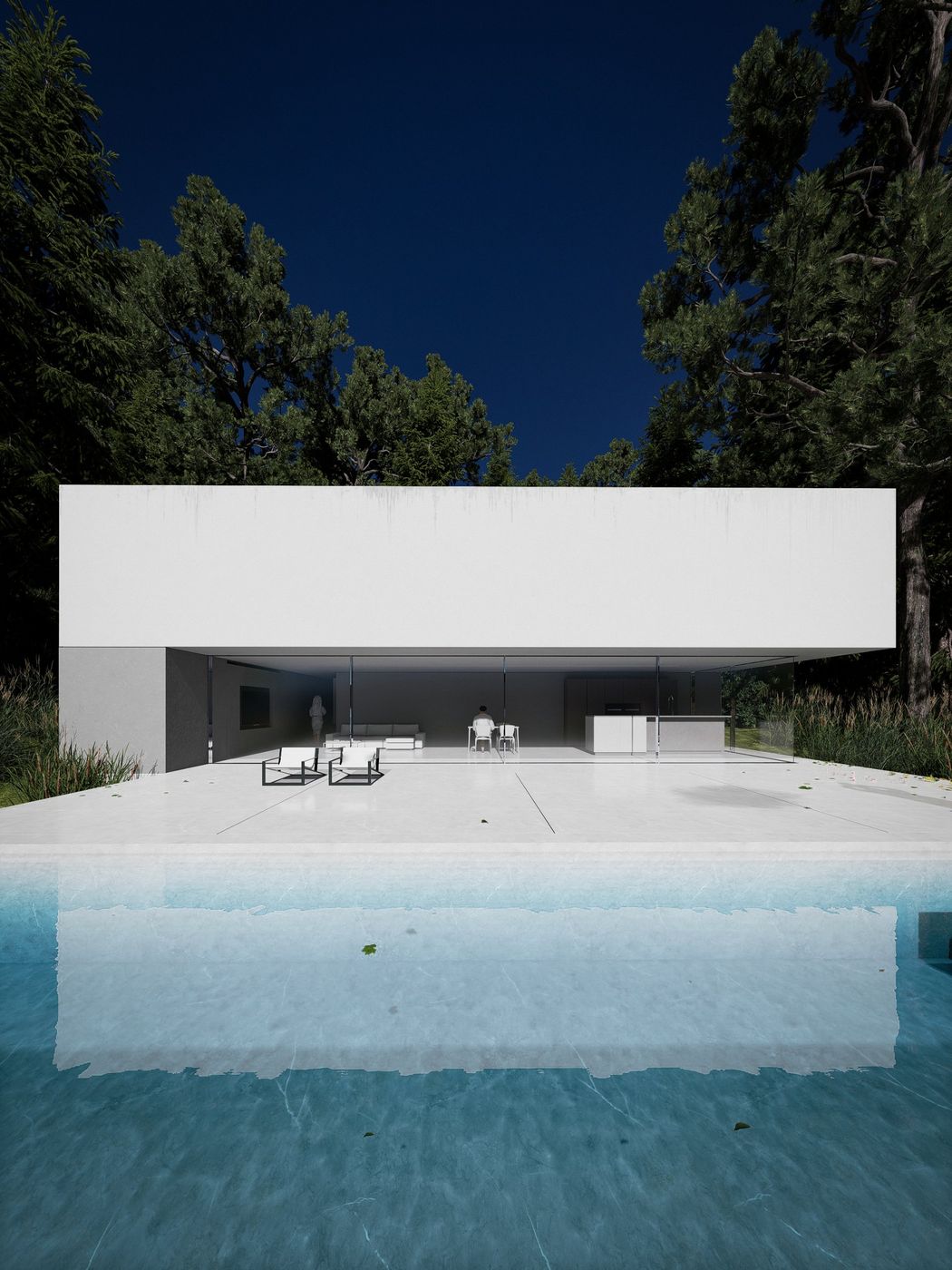 Render esterno di una villa con piscina