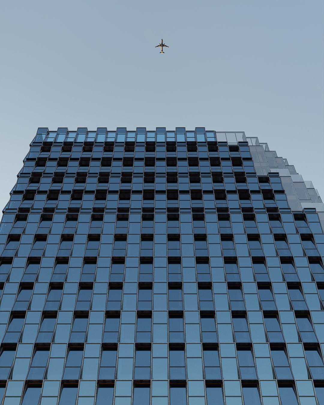 Render in D5 di una torre vista dal basso