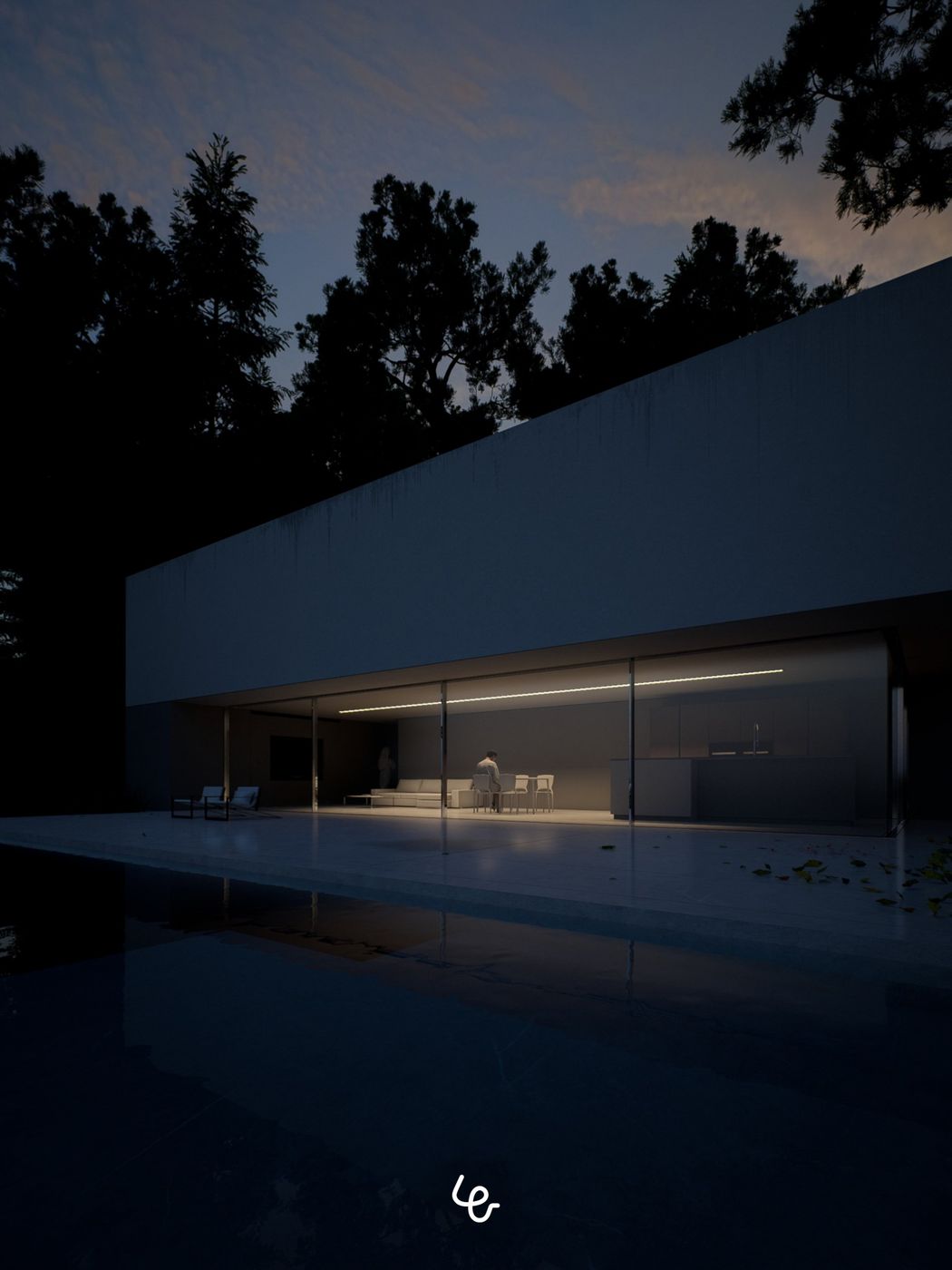 Night render of the House of Silence by Fran Silvestre